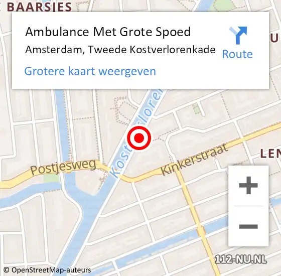 Locatie op kaart van de 112 melding: Ambulance Met Grote Spoed Naar Amsterdam, Tweede Kostverlorenkade op 19 januari 2019 18:50