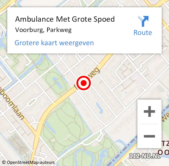 Locatie op kaart van de 112 melding: Ambulance Met Grote Spoed Naar Voorburg, Parkweg op 19 januari 2019 19:21