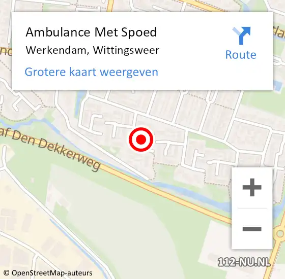 Locatie op kaart van de 112 melding: Ambulance Met Spoed Naar Werkendam, Wittingsweer op 19 januari 2019 20:03