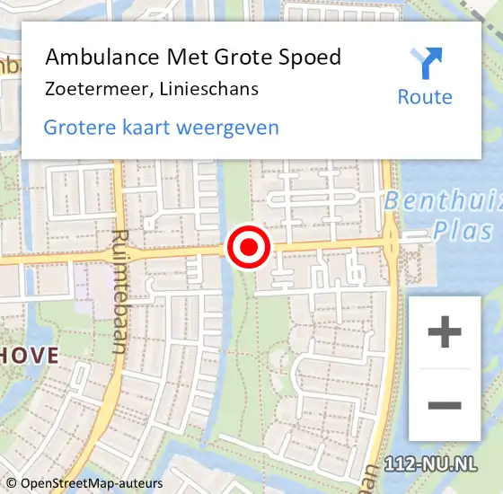 Locatie op kaart van de 112 melding: Ambulance Met Grote Spoed Naar Zoetermeer, Linieschans op 19 januari 2019 20:51