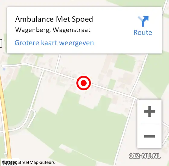 Locatie op kaart van de 112 melding: Ambulance Met Spoed Naar Wagenberg, Wagenstraat op 19 januari 2019 21:18