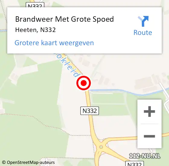 Locatie op kaart van de 112 melding: Brandweer Met Grote Spoed Naar Heeten, N332 op 19 januari 2019 21:25