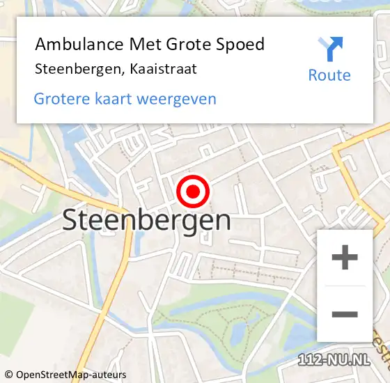 Locatie op kaart van de 112 melding: Ambulance Met Grote Spoed Naar Steenbergen, Kaaistraat op 19 januari 2019 21:29
