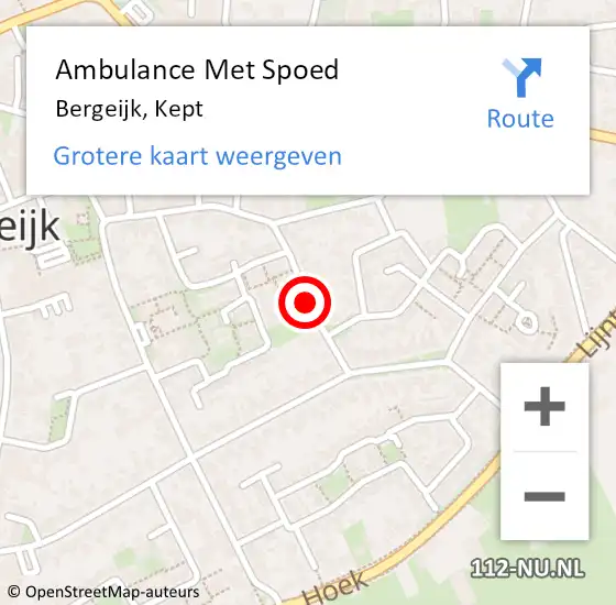 Locatie op kaart van de 112 melding: Ambulance Met Spoed Naar Bergeijk, Kept op 19 januari 2019 22:11