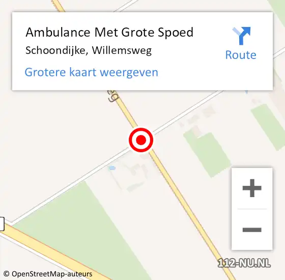 Locatie op kaart van de 112 melding: Ambulance Met Grote Spoed Naar Schoondijke, Willemsweg op 19 januari 2019 22:23