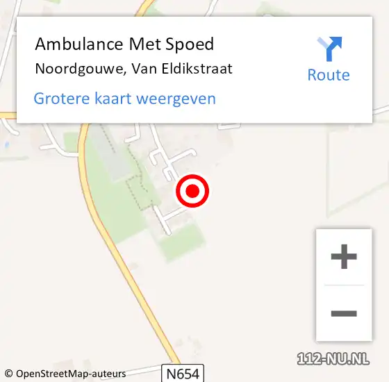 Locatie op kaart van de 112 melding: Ambulance Met Spoed Naar Noordgouwe, Van Eldikstraat op 19 januari 2019 22:37