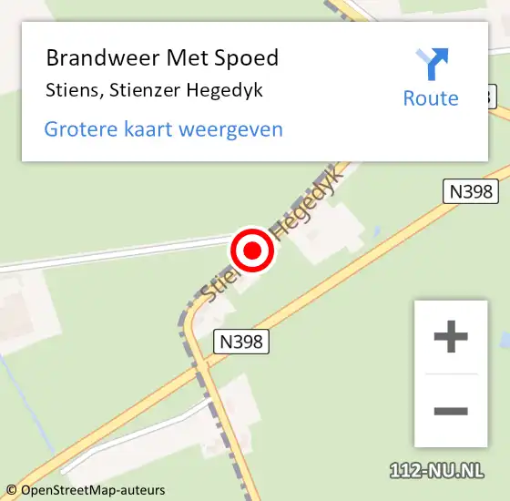 Locatie op kaart van de 112 melding: Brandweer Met Spoed Naar Stiens, Stienzer Hegedyk op 19 januari 2019 23:15