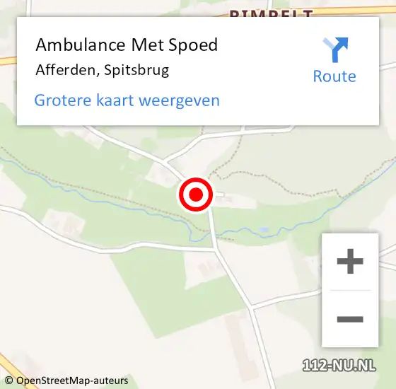 Locatie op kaart van de 112 melding: Ambulance Met Spoed Naar Afferden, Spitsbrug op 20 januari 2019 00:29