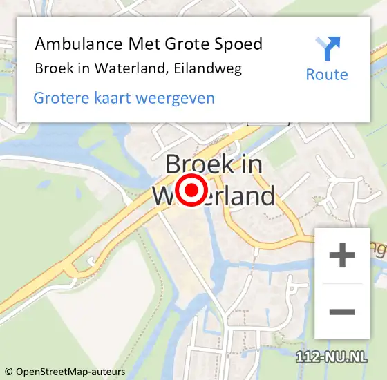 Locatie op kaart van de 112 melding: Ambulance Met Grote Spoed Naar Broek in Waterland, Eilandweg op 20 januari 2019 01:29