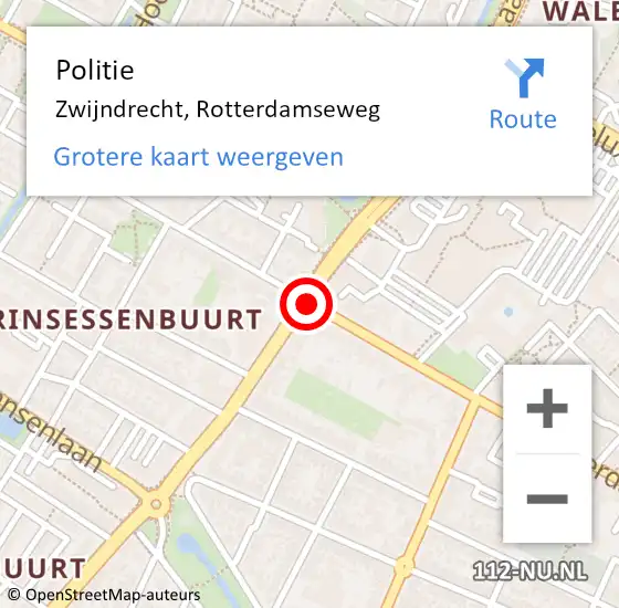 Locatie op kaart van de 112 melding: Politie Zwijndrecht, Rotterdamseweg op 20 januari 2019 02:15