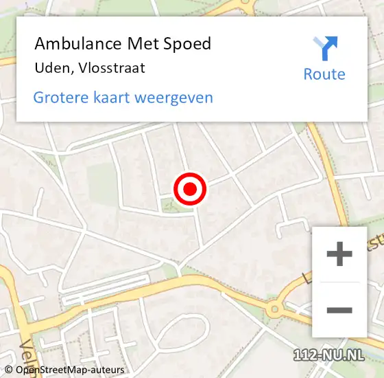 Locatie op kaart van de 112 melding: Ambulance Met Spoed Naar Uden, Vlosstraat op 20 januari 2019 02:31