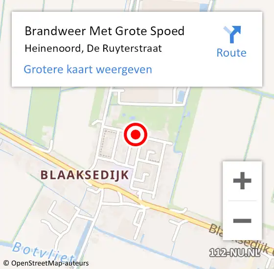 Locatie op kaart van de 112 melding: Brandweer Met Grote Spoed Naar Heinenoord, De Ruyterstraat op 20 januari 2019 02:46