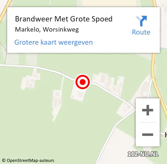 Locatie op kaart van de 112 melding: Brandweer Met Grote Spoed Naar Markelo, Worsinkweg op 20 januari 2019 03:14