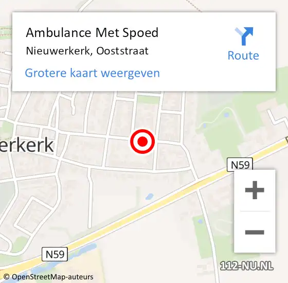 Locatie op kaart van de 112 melding: Ambulance Met Spoed Naar Nieuwerkerk, Ooststraat op 20 januari 2019 09:44