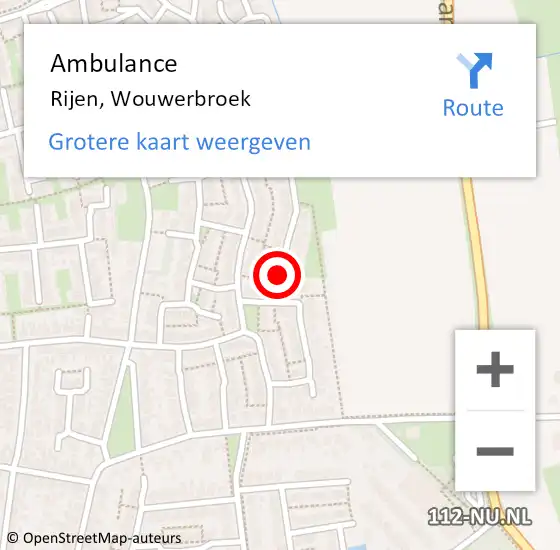 Locatie op kaart van de 112 melding: Ambulance Rijen, Wouwerbroek op 20 januari 2019 10:09