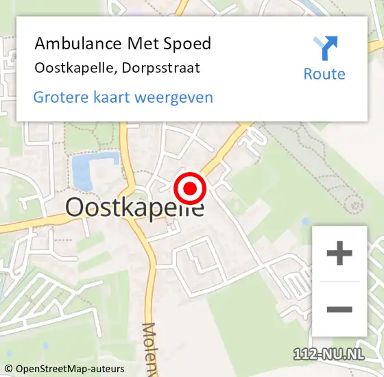 Locatie op kaart van de 112 melding: Ambulance Met Spoed Naar Oostkapelle, Dorpsstraat op 20 januari 2019 10:43