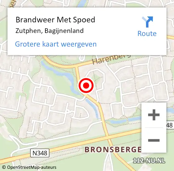 Locatie op kaart van de 112 melding: Brandweer Met Spoed Naar Zutphen, Bagijnenland op 21 maart 2014 04:53