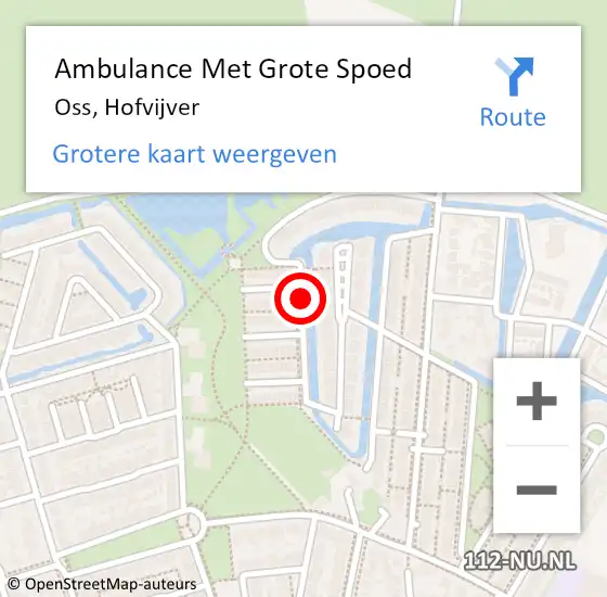 Locatie op kaart van de 112 melding: Ambulance Met Grote Spoed Naar Oss, Hofvijver op 20 januari 2019 12:52