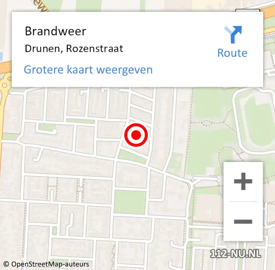 Locatie op kaart van de 112 melding: Brandweer Drunen, Rozenstraat op 20 januari 2019 13:05