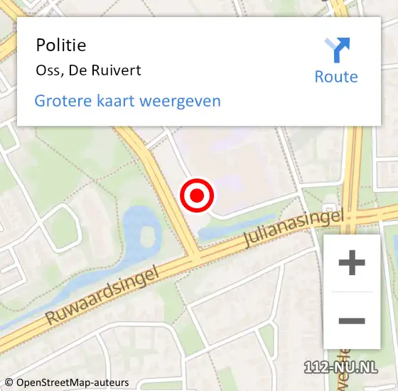 Locatie op kaart van de 112 melding: Politie Oss, De Ruivert op 20 januari 2019 13:05