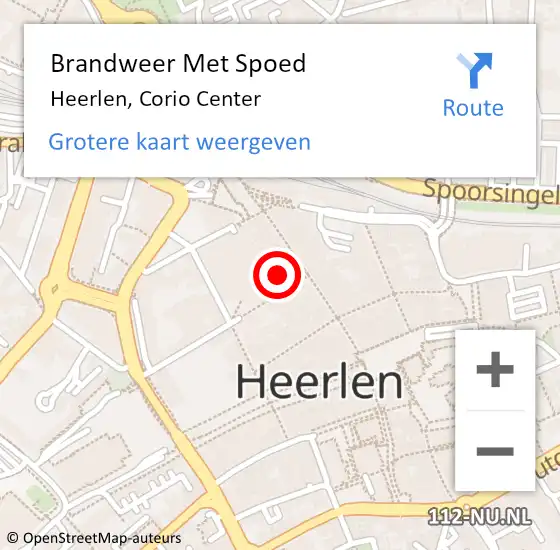 Locatie op kaart van de 112 melding: Brandweer Met Spoed Naar Heerlen, Corio Center op 20 januari 2019 13:10