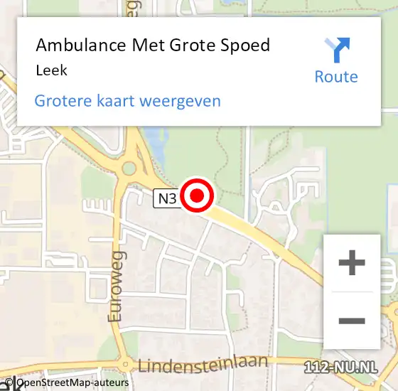 Locatie op kaart van de 112 melding: Ambulance Met Grote Spoed Naar Leek op 20 januari 2019 13:12