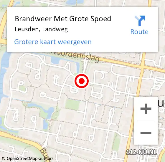 Locatie op kaart van de 112 melding: Brandweer Met Grote Spoed Naar Leusden, Landweg op 20 januari 2019 13:30