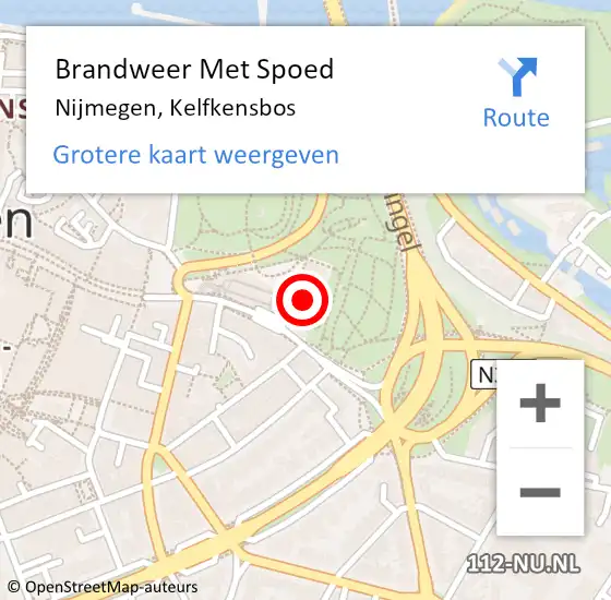 Locatie op kaart van de 112 melding: Brandweer Met Spoed Naar Nijmegen, Kelfkensbos op 20 januari 2019 13:31