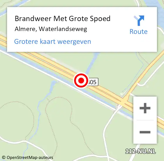 Locatie op kaart van de 112 melding: Brandweer Met Grote Spoed Naar Almere, Waterlandseweg op 20 januari 2019 13:34