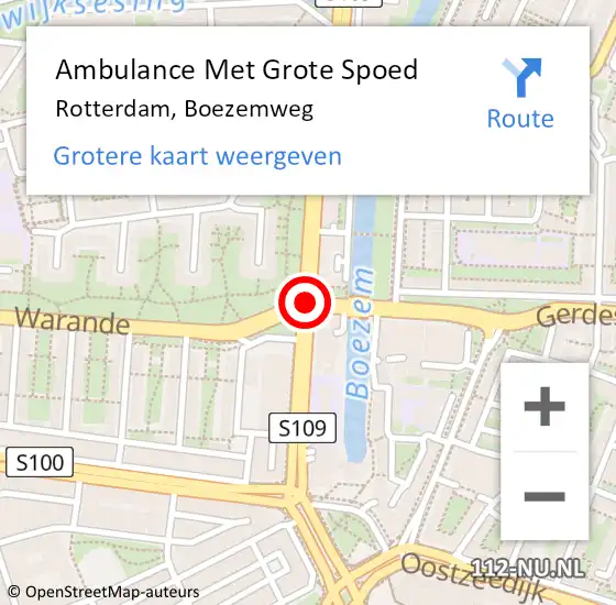 Locatie op kaart van de 112 melding: Ambulance Met Grote Spoed Naar Rotterdam, Boezemweg op 20 januari 2019 13:35