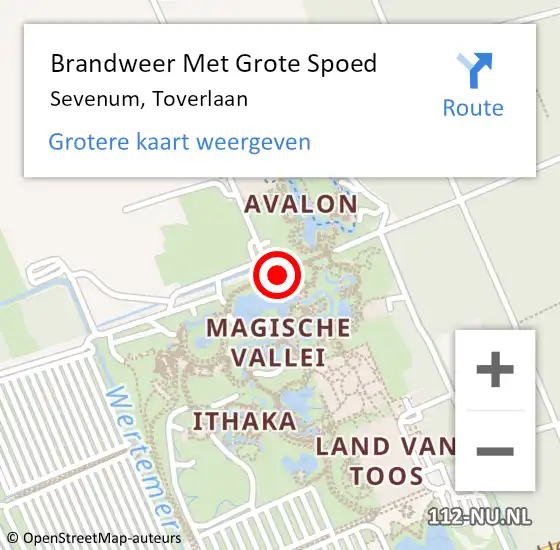 Locatie op kaart van de 112 melding: Brandweer Met Grote Spoed Naar Sevenum, Toverlaan op 20 januari 2019 13:35