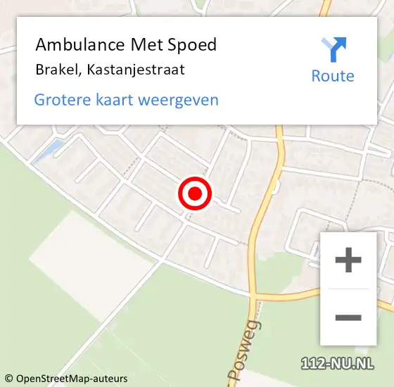 Locatie op kaart van de 112 melding: Ambulance Met Spoed Naar Brakel, Kastanjestraat op 20 januari 2019 14:36