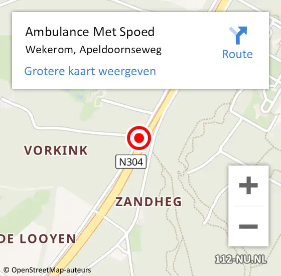Locatie op kaart van de 112 melding: Ambulance Met Spoed Naar Wekerom, Apeldoornseweg op 20 januari 2019 15:22