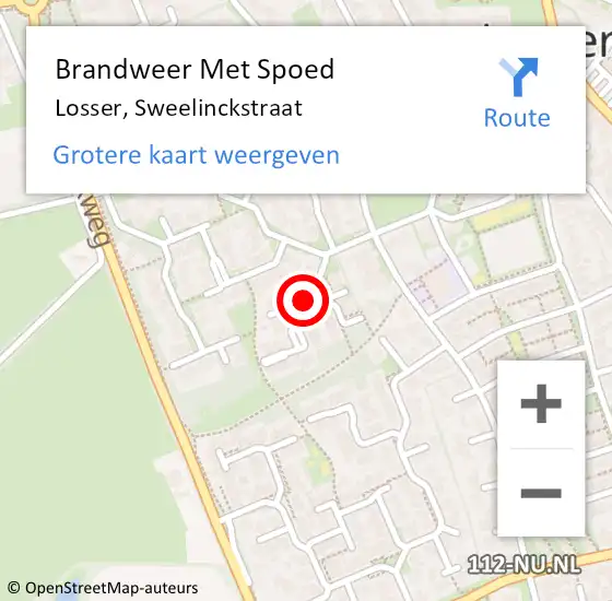 Locatie op kaart van de 112 melding: Brandweer Met Spoed Naar Losser, Sweelinckstraat op 20 januari 2019 15:56