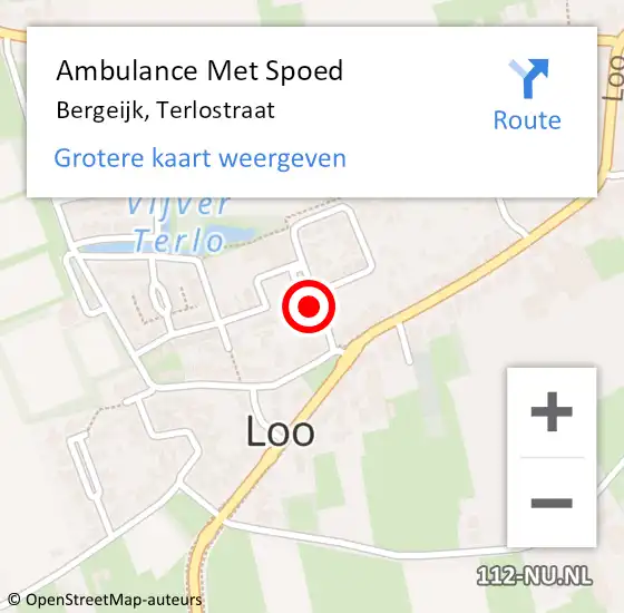 Locatie op kaart van de 112 melding: Ambulance Met Spoed Naar Bergeijk, Terlostraat op 20 januari 2019 16:27