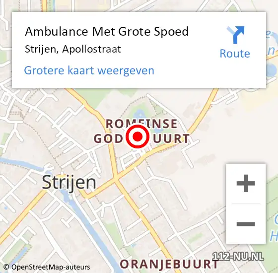 Locatie op kaart van de 112 melding: Ambulance Met Grote Spoed Naar Strijen, Apollostraat op 20 januari 2019 17:01