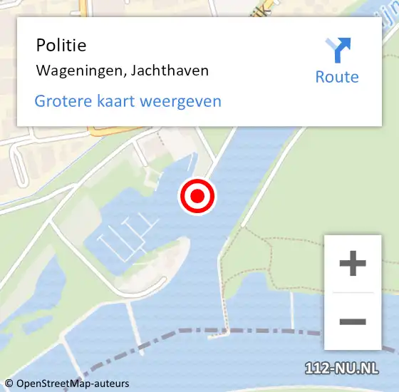 Locatie op kaart van de 112 melding: Politie Wageningen, Jachthaven op 20 januari 2019 17:04