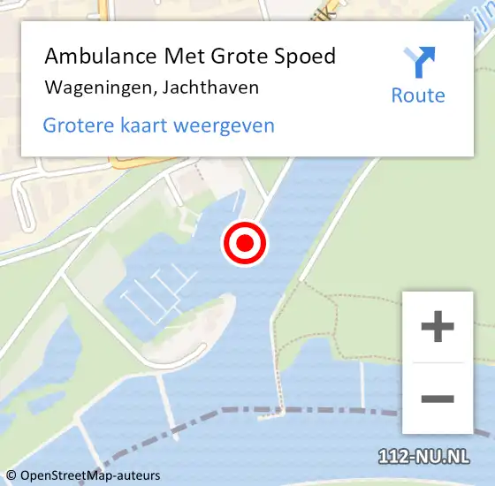 Locatie op kaart van de 112 melding: Ambulance Met Grote Spoed Naar Wageningen, Jachthaven op 20 januari 2019 17:05