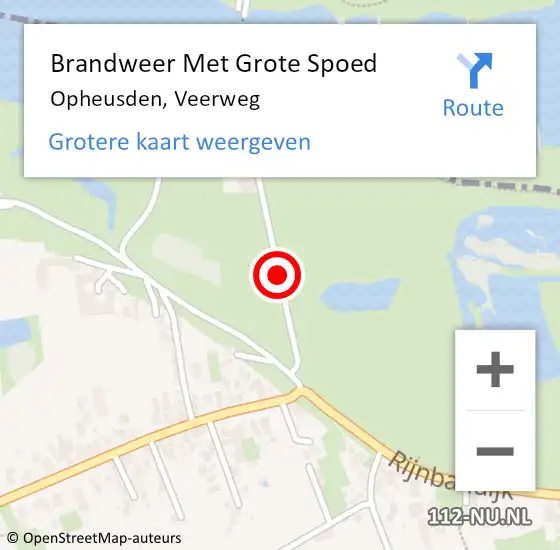 Locatie op kaart van de 112 melding: Brandweer Met Grote Spoed Naar Opheusden, Veerweg op 20 januari 2019 17:24