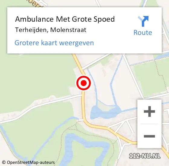 Locatie op kaart van de 112 melding: Ambulance Met Grote Spoed Naar Terheijden, Molenstraat op 20 januari 2019 17:33