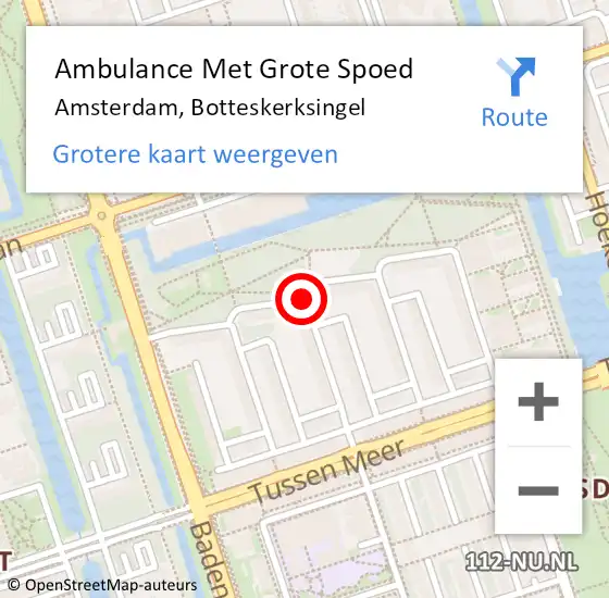 Locatie op kaart van de 112 melding: Ambulance Met Grote Spoed Naar Amsterdam, Botteskerksingel op 20 januari 2019 17:58
