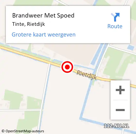Locatie op kaart van de 112 melding: Brandweer Met Spoed Naar Tinte, Rietdijk op 20 januari 2019 18:14