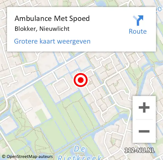 Locatie op kaart van de 112 melding: Ambulance Met Spoed Naar Blokker, Nieuwlicht op 20 januari 2019 19:58