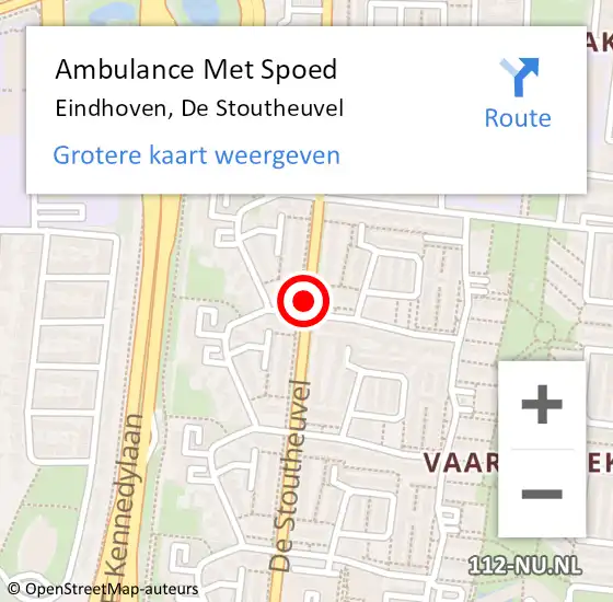 Locatie op kaart van de 112 melding: Ambulance Met Spoed Naar Eindhoven, De Stoutheuvel op 20 januari 2019 20:01