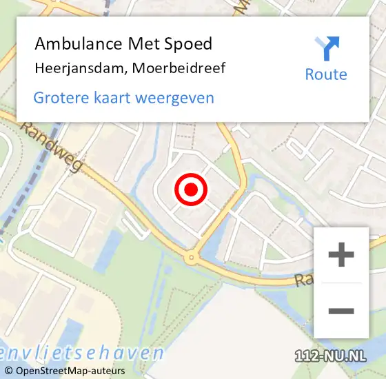 Locatie op kaart van de 112 melding: Ambulance Met Spoed Naar Heerjansdam, Moerbeidreef op 20 januari 2019 21:42