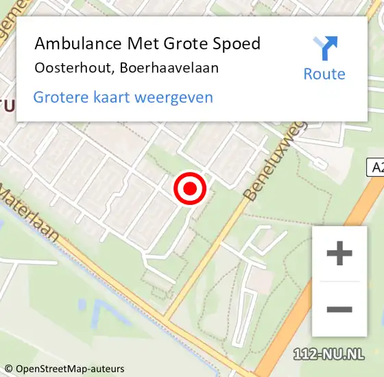Locatie op kaart van de 112 melding: Ambulance Met Grote Spoed Naar Oosterhout, Boerhaavelaan op 20 januari 2019 21:48