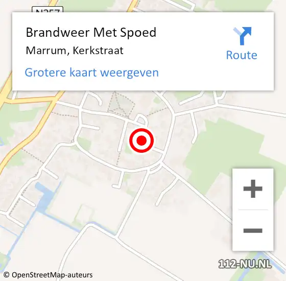 Locatie op kaart van de 112 melding: Brandweer Met Spoed Naar Marrum, Kerkstraat op 20 januari 2019 22:04