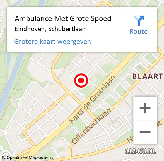 Locatie op kaart van de 112 melding: Ambulance Met Grote Spoed Naar Eindhoven, Schubertlaan op 20 januari 2019 23:55