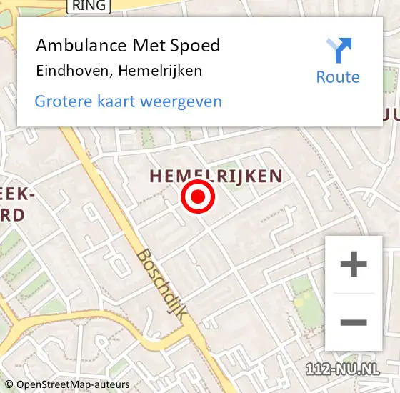 Locatie op kaart van de 112 melding: Ambulance Met Spoed Naar Eindhoven, Hemelrijken op 21 januari 2019 01:02