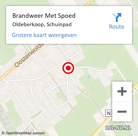 Locatie op kaart van de 112 melding: Brandweer Met Spoed Naar Oldeberkoop, Schuinpad op 21 januari 2019 02:07